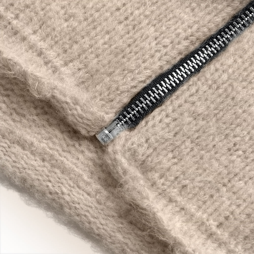 Raglan Brushed Cross Zip Knit Hoodie - ASKYURSELF - VENTURER