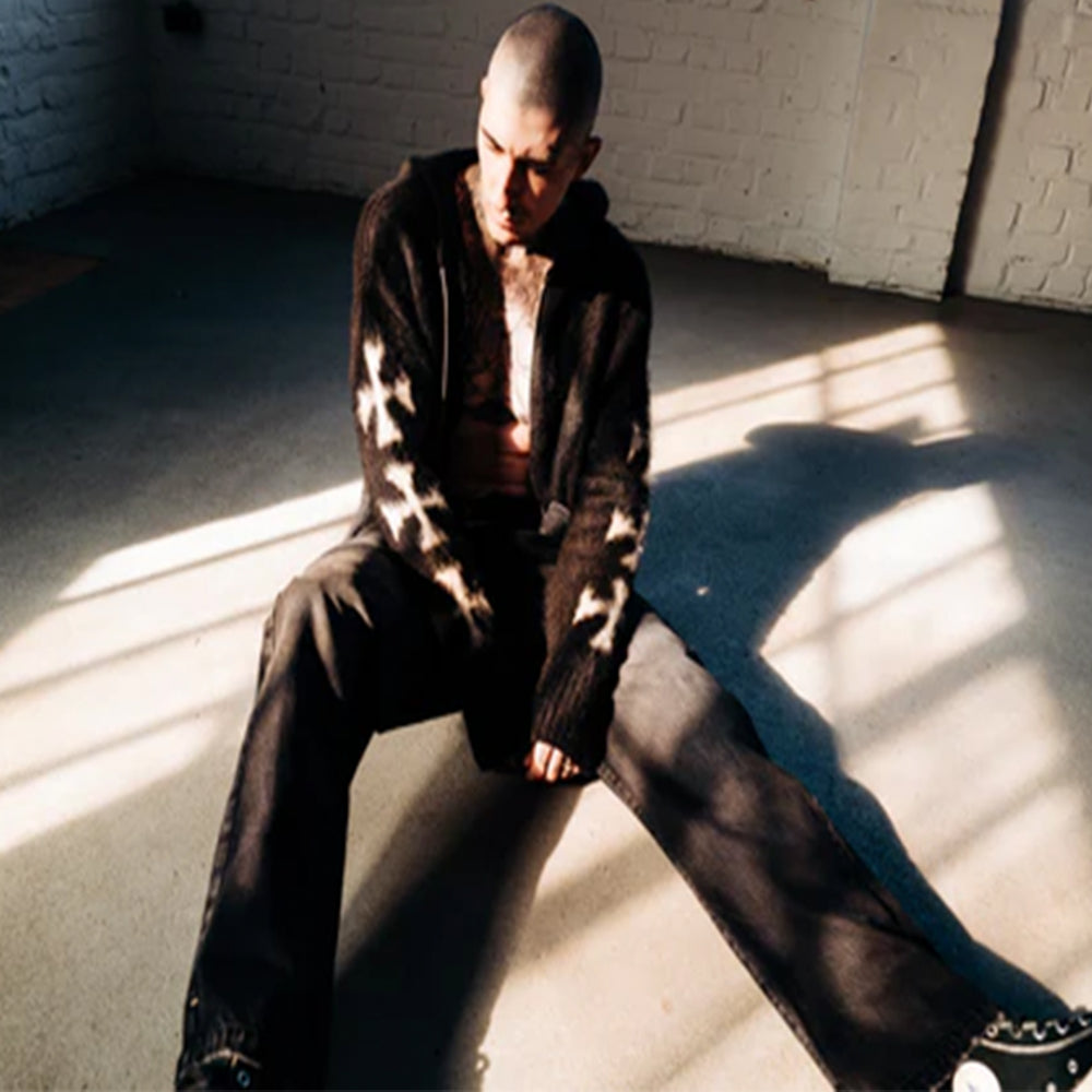 Raglan Brushed Cross Zip Knit Hoodie - ASKYURSELF - VENTURER