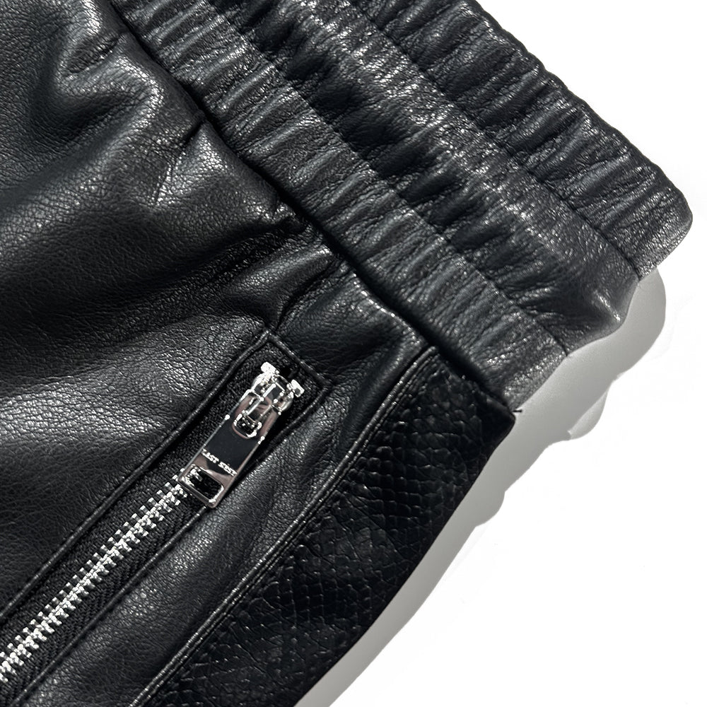 Faux Leather Track Pants