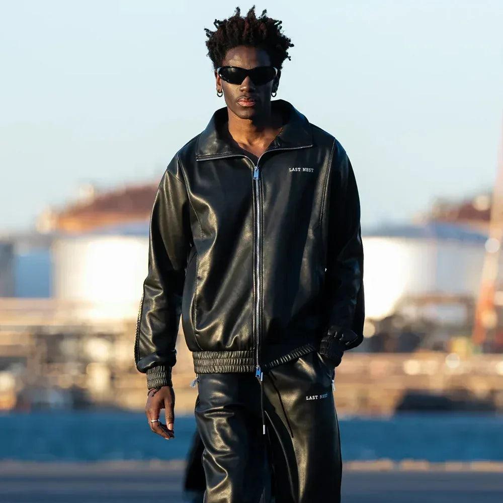 Faux Leather Track Jacket - LAST NEST - VENTURER