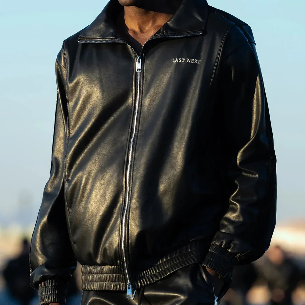 Faux Leather Track Jacket - LAST NEST - VENTURER