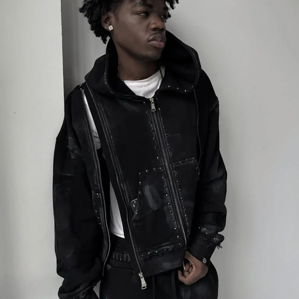 Black Diamond Triple Zip Hoodie - DEMIK EXCLUSIVES - VENTURER