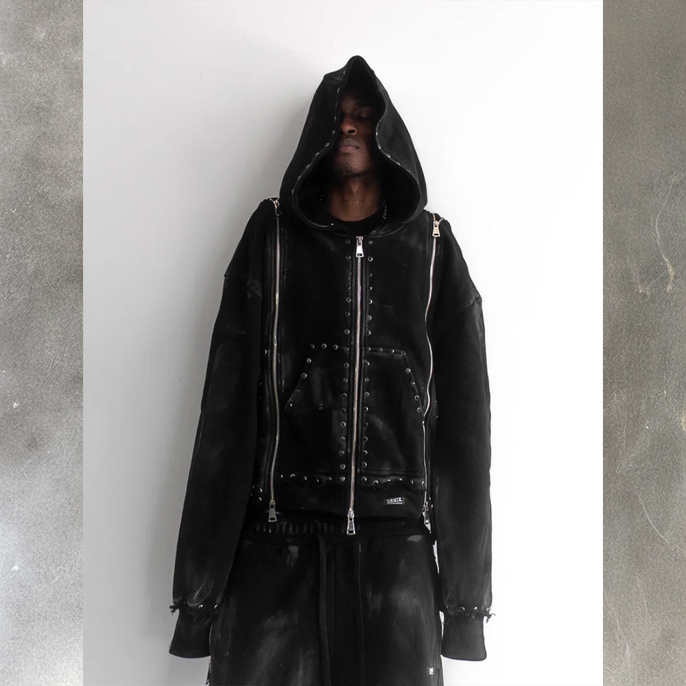 Black Diamond Triple Zip Hoodie - DEMIK EXCLUSIVES - VENTURER