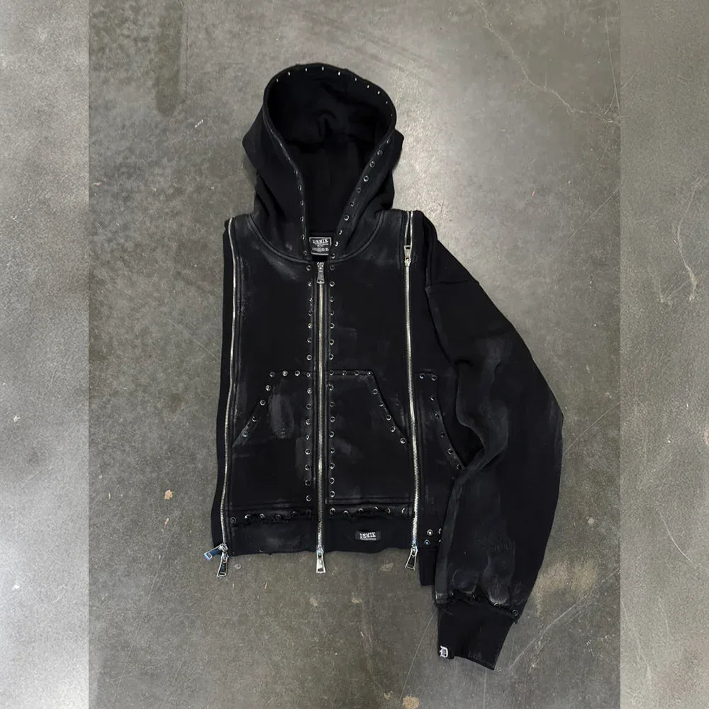 Black Diamond Triple Zip Hoodie - DEMIK EXCLUSIVES - VENTURER