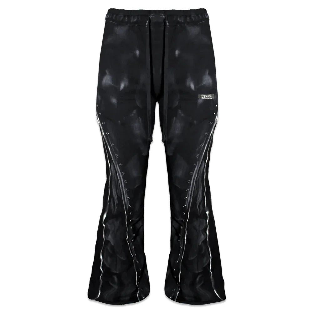 Black Diamond Triple Zip Flared Sweatpants - DEMIK EXCLUSIVES - VENTURER
