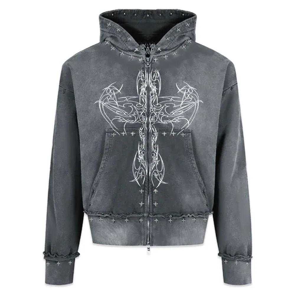 Drkangl Zip Up Hoodie - whathappenedtogod - VENTURER