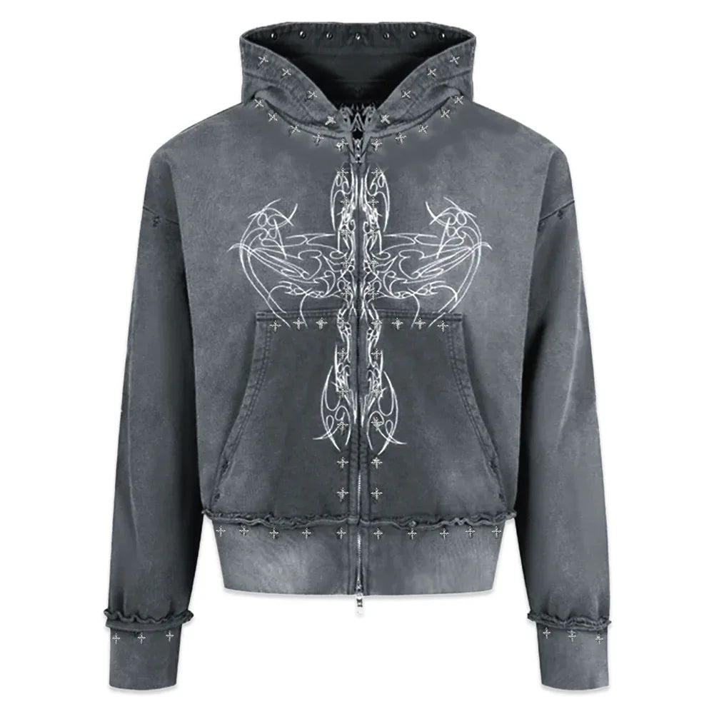 Drkangl Zip Up Hoodie - whathappenedtogod - VENTURER