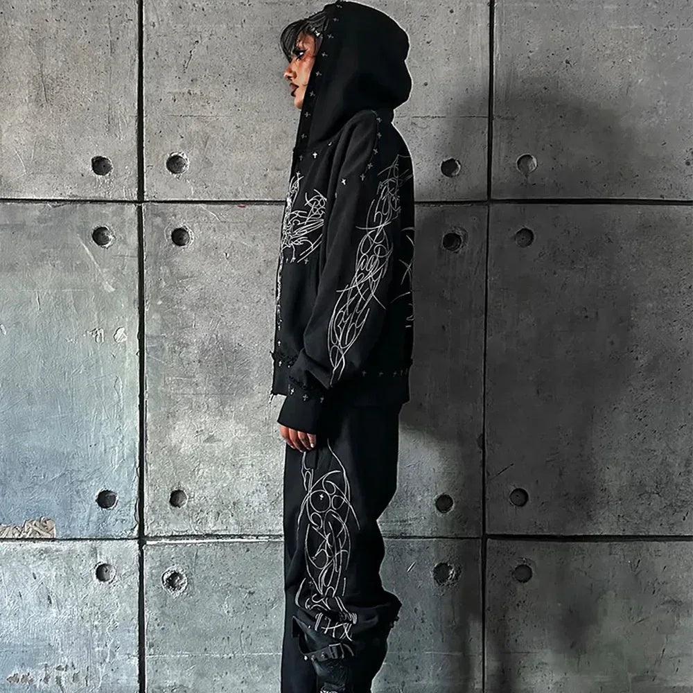 Drkangl Zip Up Hoodie - whathappenedtogod - VENTURER