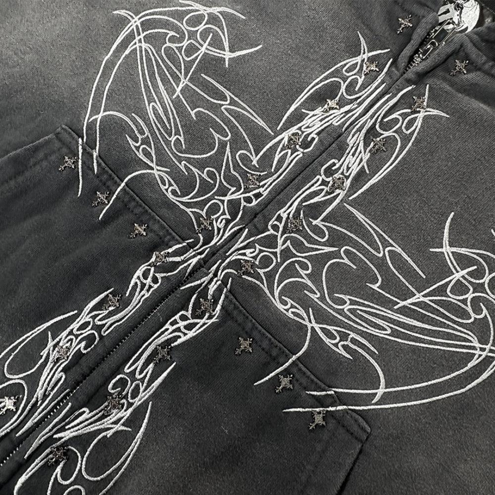 Drkangl Zip Up Hoodie - whathappenedtogod - VENTURER