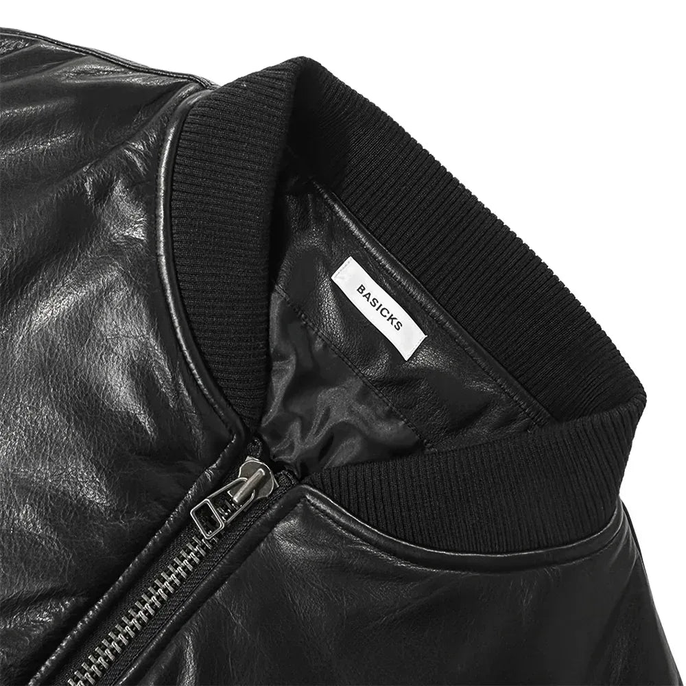 Cow Leather Bomber Jacket - BASICKS - VENTURER