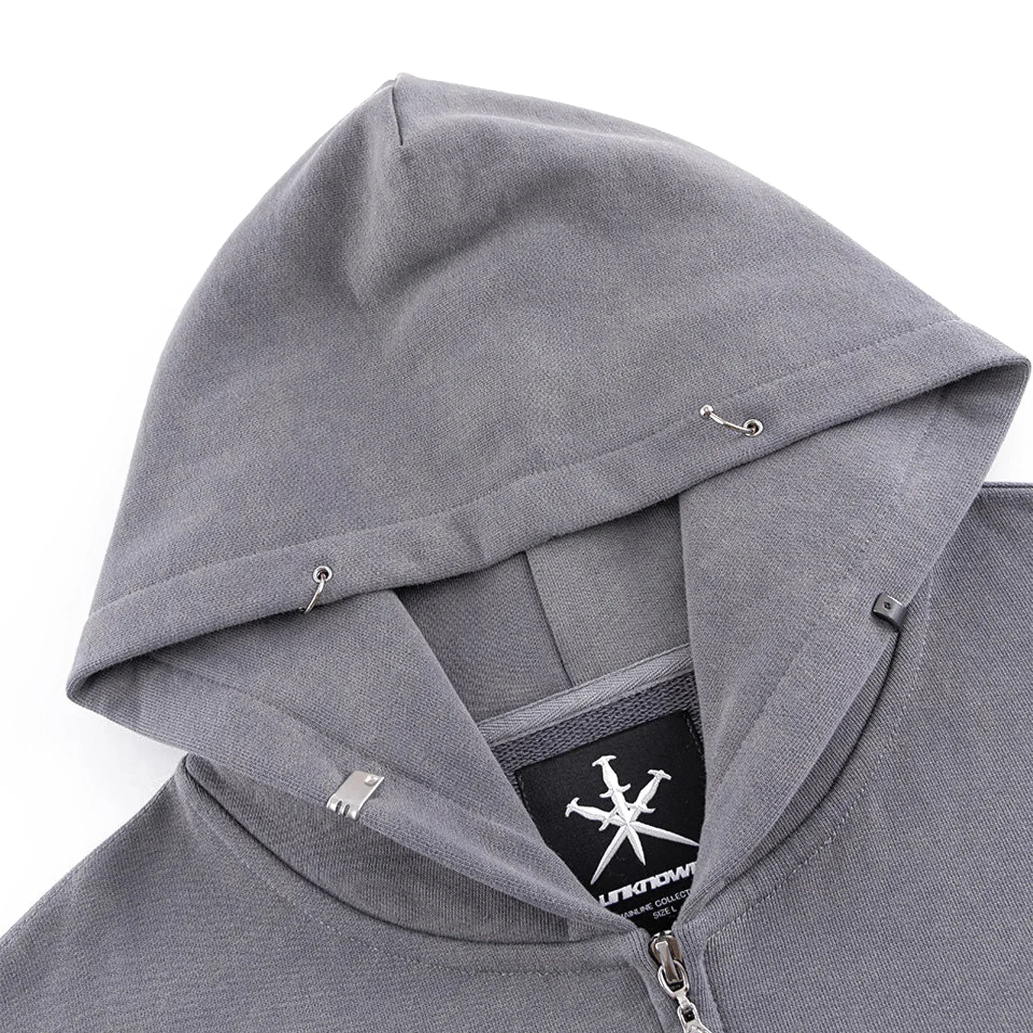 Dagger Cross Leather Patch Zip Hoodie - UNKNOWN LONDON - VENTURER