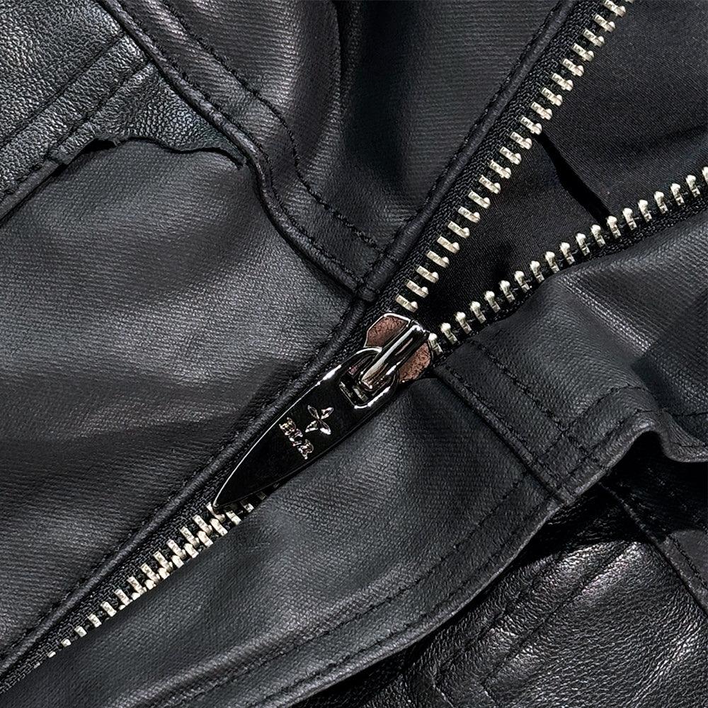 Lambskin Coated Denim Mixed Long Coat - BLR BLUER - VENTURER