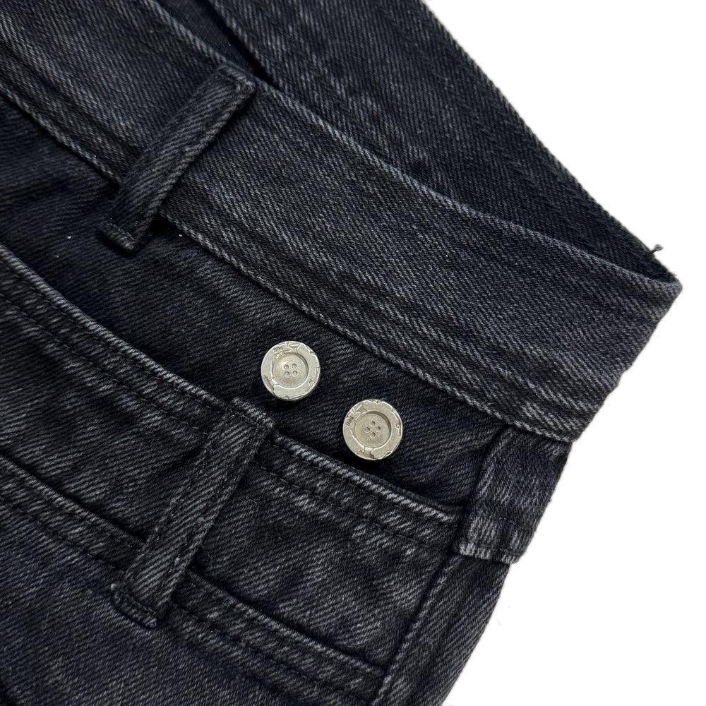 Divided Curved Line Double Buckle Pants - BLR BLUER - VENTURER