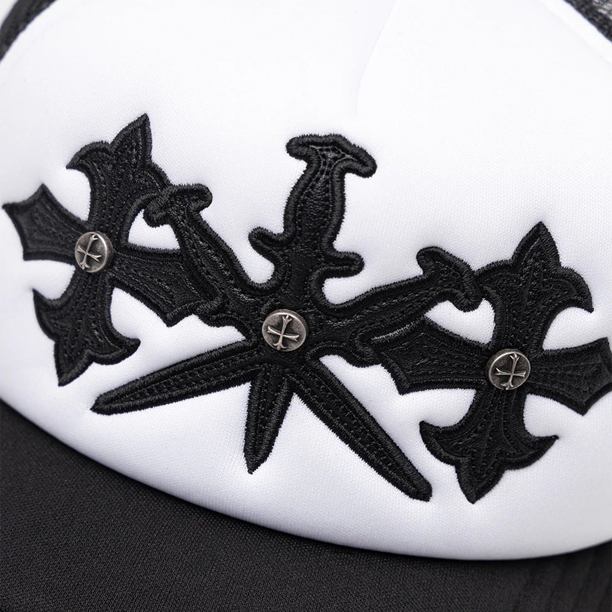 Dagger Cross Leather Patch Mesh Cap