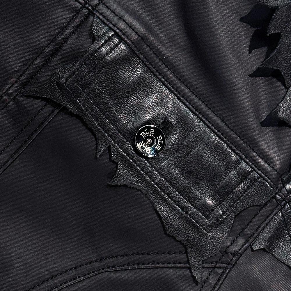 Lambskin Coated Denim Mixed Long Coat - BLR BLUER - VENTURER