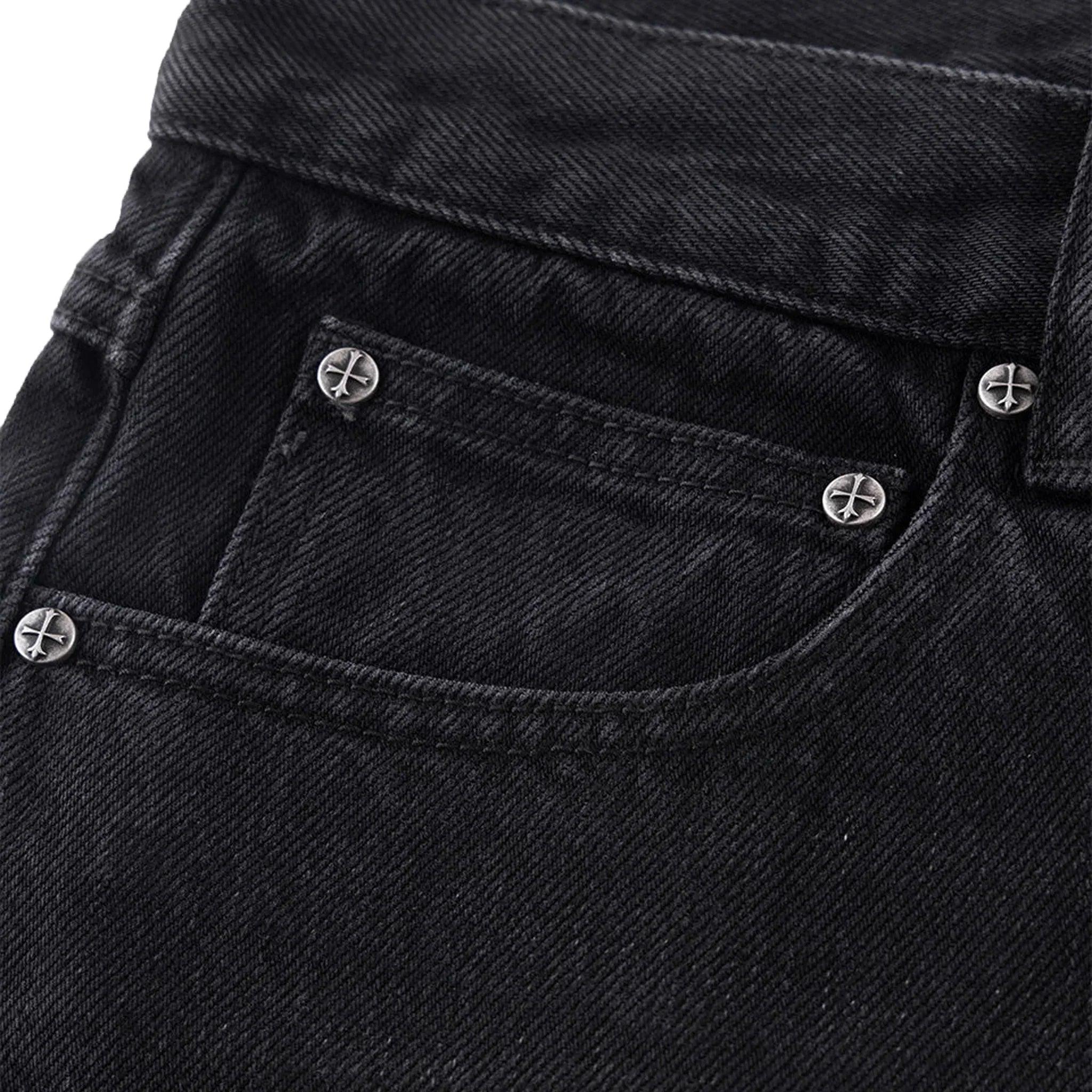 Dagger Cross Rhinestone Baggy Denim Pants - UNKNOWN LONDON - VENTURER