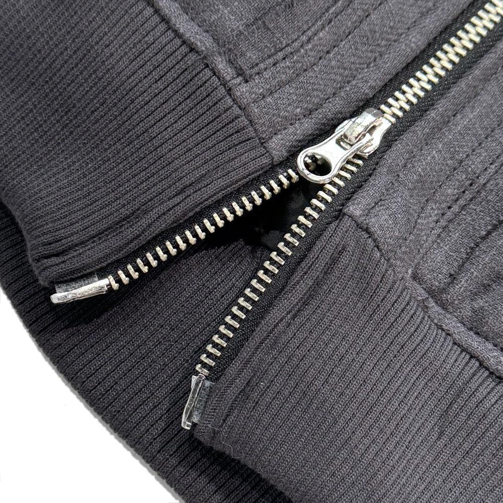 Destroyed Leather and Linen Hoodie Zip-up Jacket - BLR BLUER - VENTURER