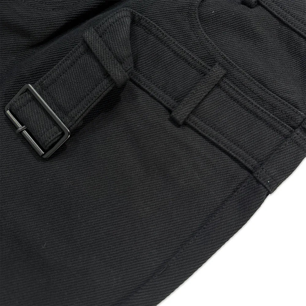 Stucked Belt Low Density Cotton and Raw-edged Pants - BLR BLUER - VENTURER