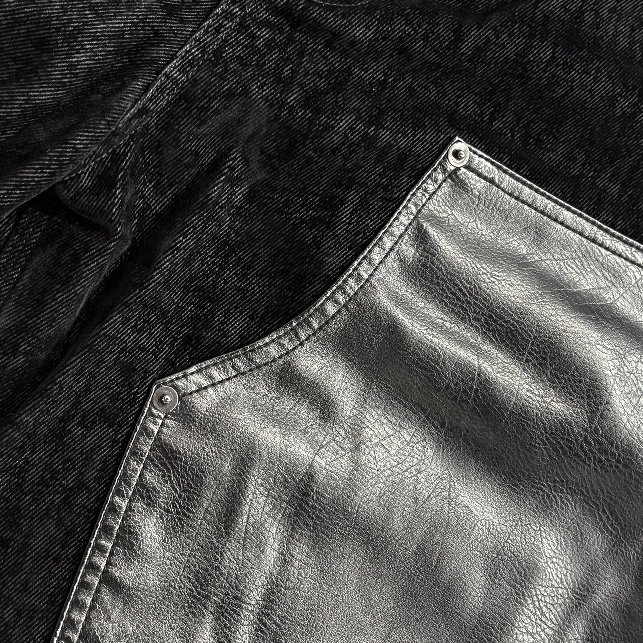 Velvet Leather Panel Baggy Carpenter Jeans - EMOstanceclub - VENTURER