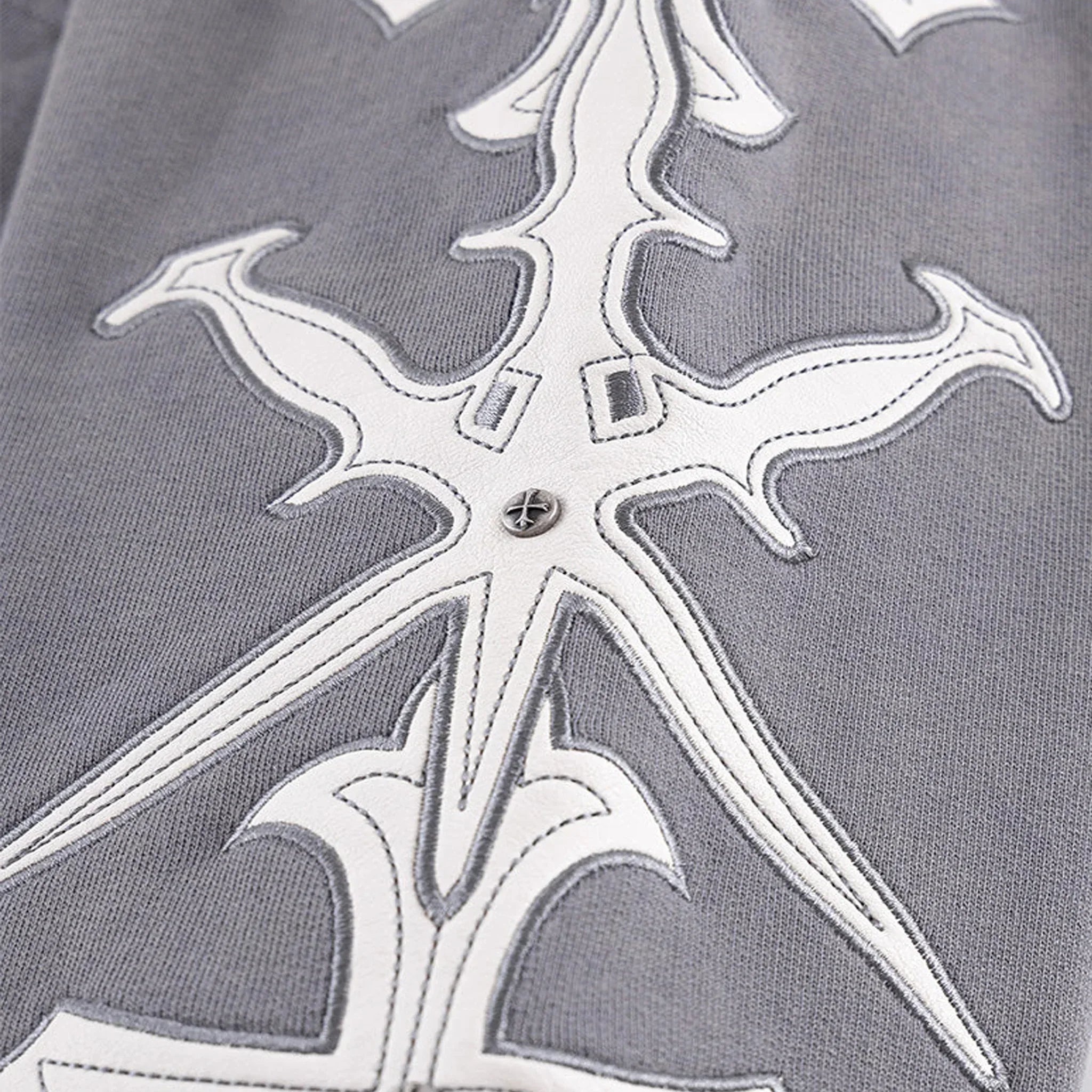 Dagger Cross Leather Patch Zip Hoodie - UNKNOWN LONDON - VENTURER