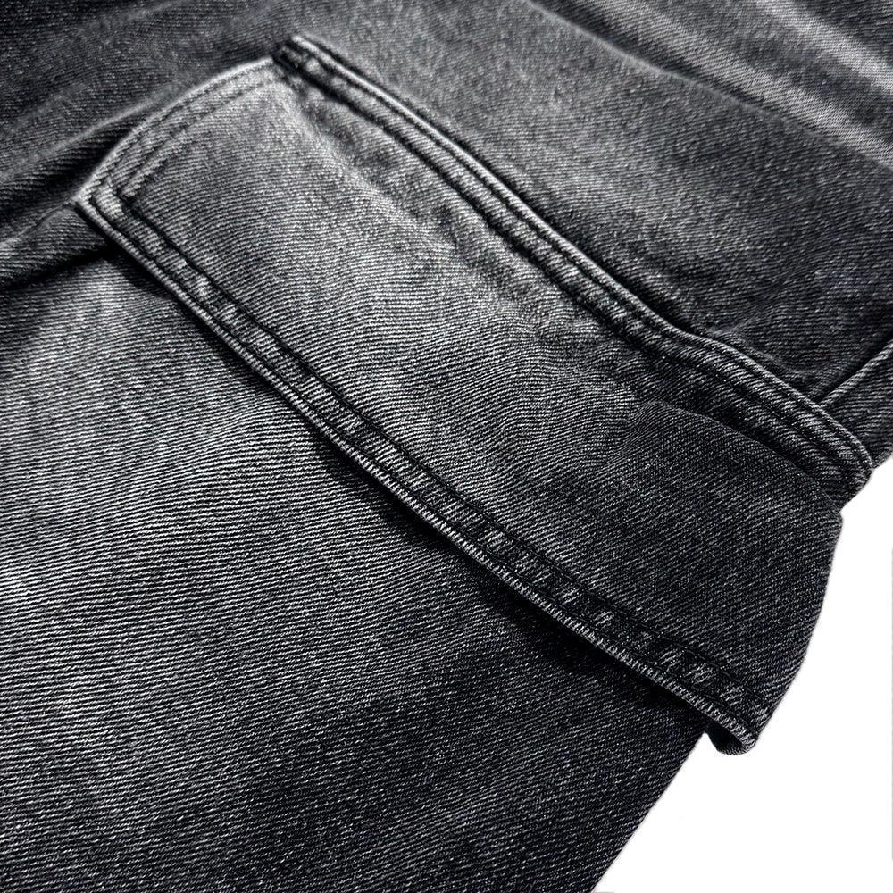 Curved Quad Cargo Washing Denim Pants - BLR BLUER - VENTURER