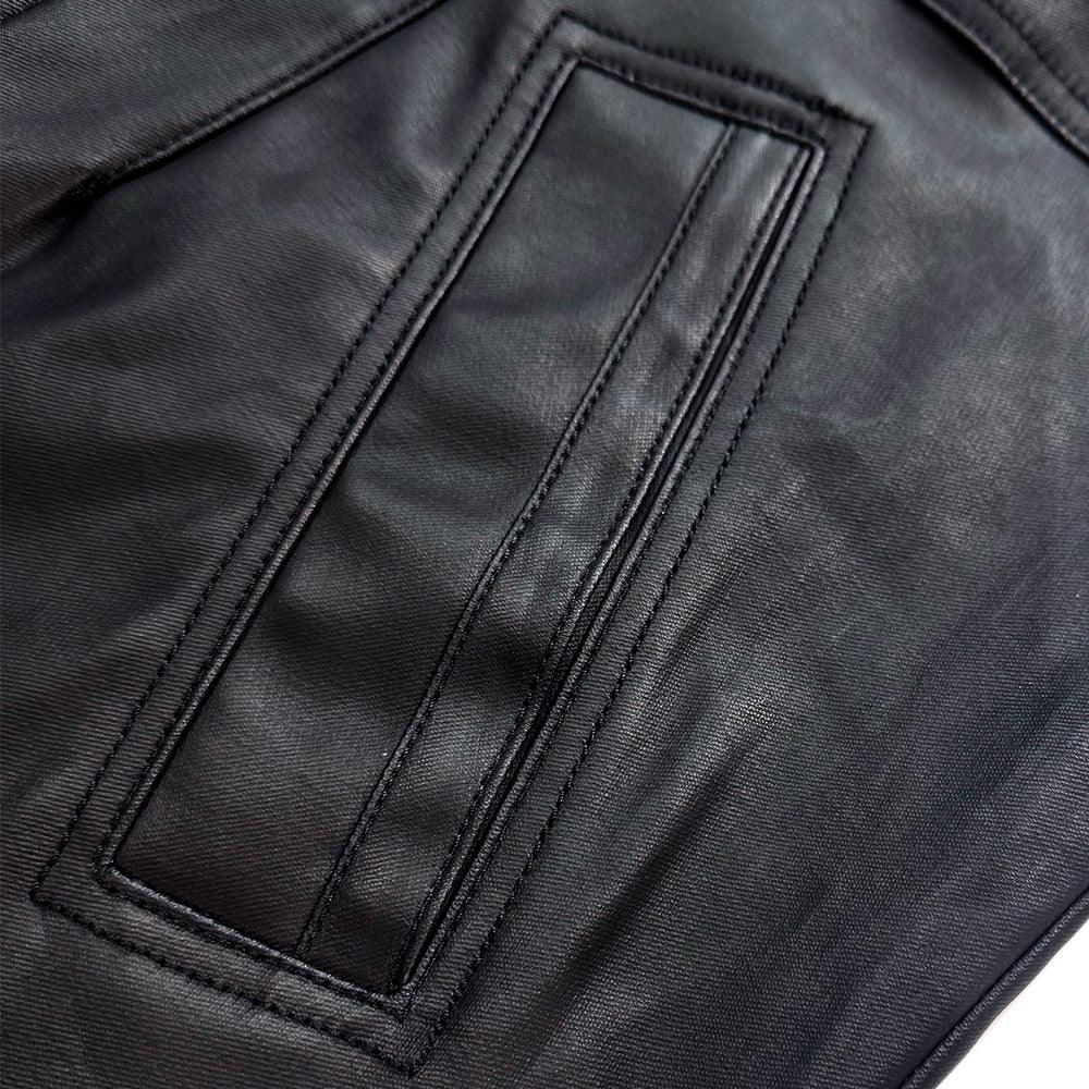 Lambskin Coated Denim Mixed Long Coat - BLR BLUER - VENTURER