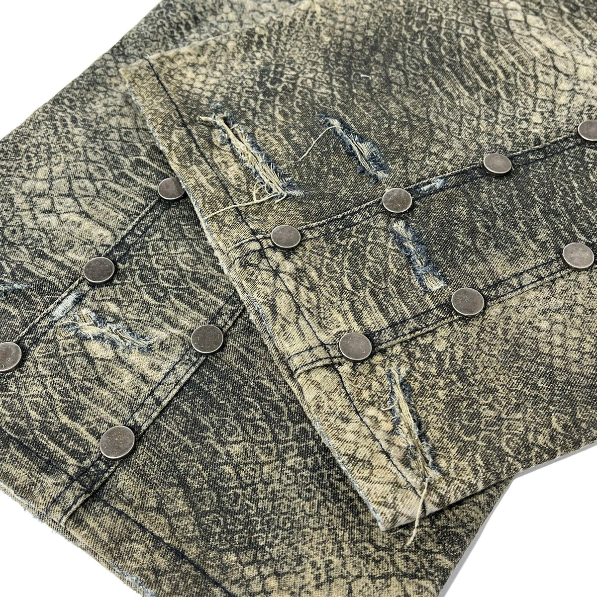Kelsey Waxed Distressed Baggy Denims with Studs