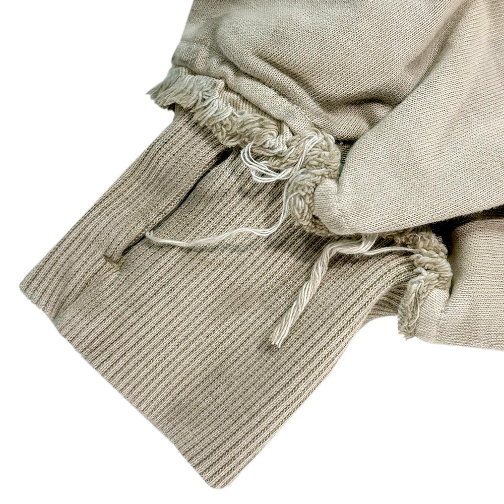 Dyed Raw-edged Hoodie with Linen Muffler