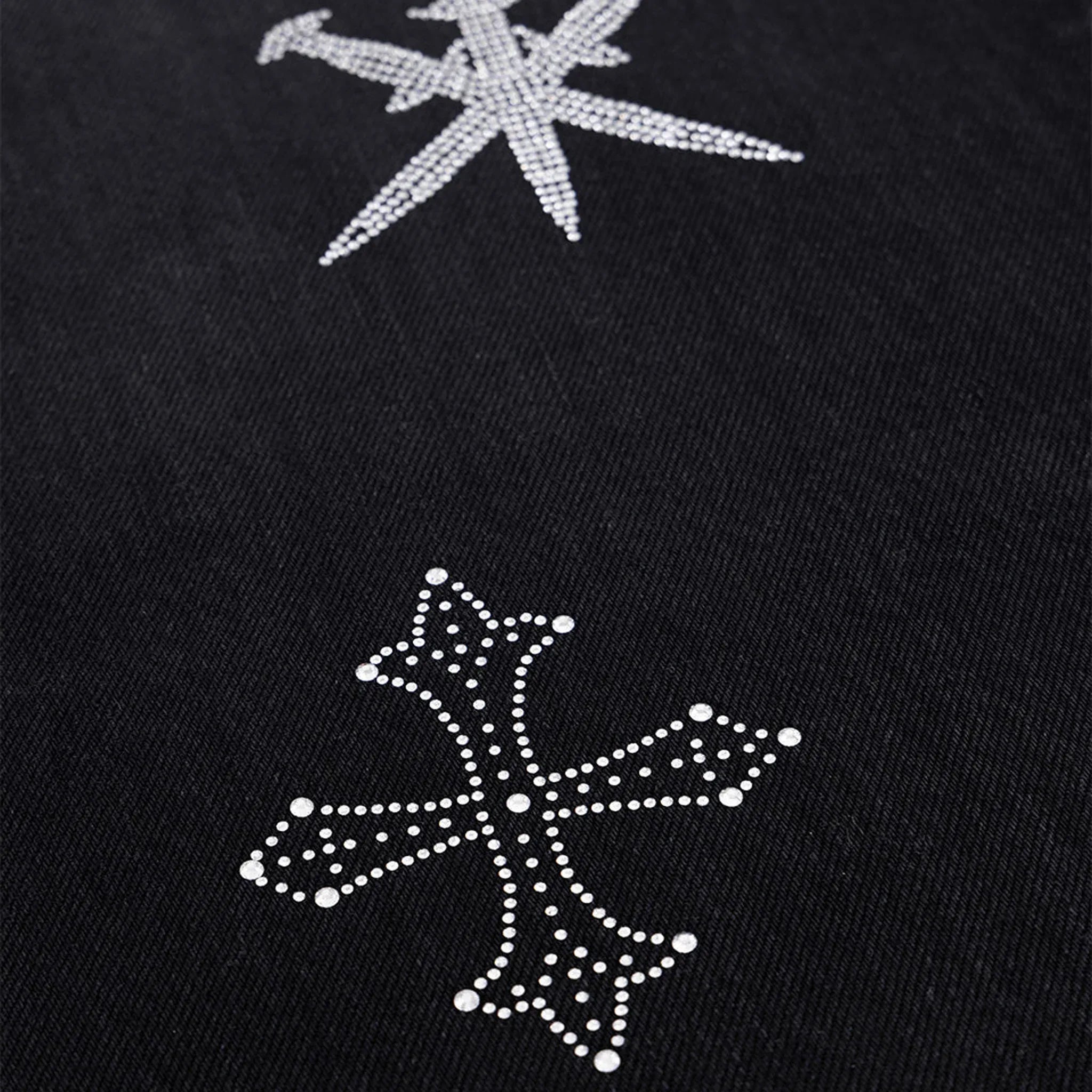 Dagger Cross Rhinestone Baggy Denim Pants - UNKNOWN LONDON - VENTURER