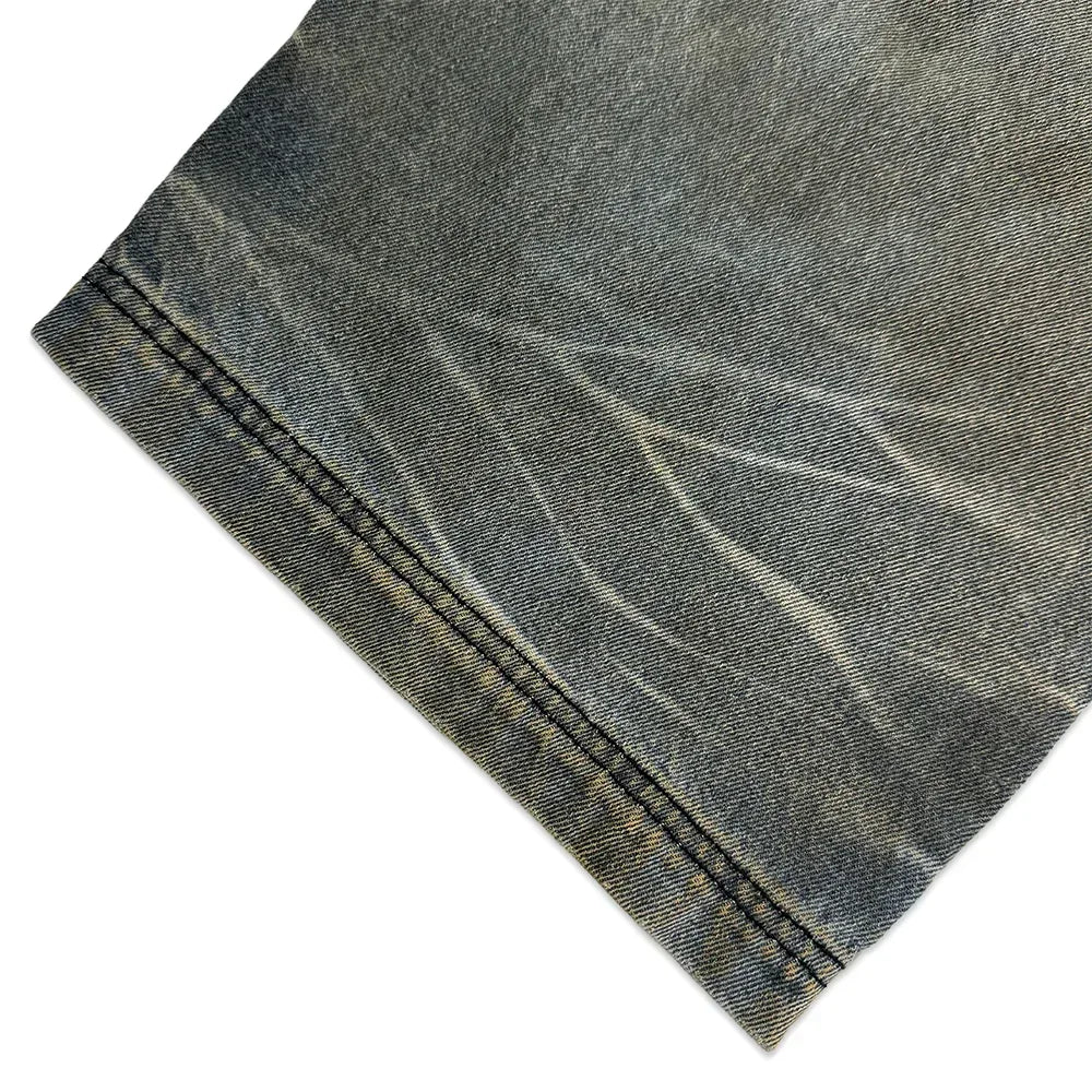 Embossed Wave Washing Wide Denim Pants - BLR BLUER - VENTURER