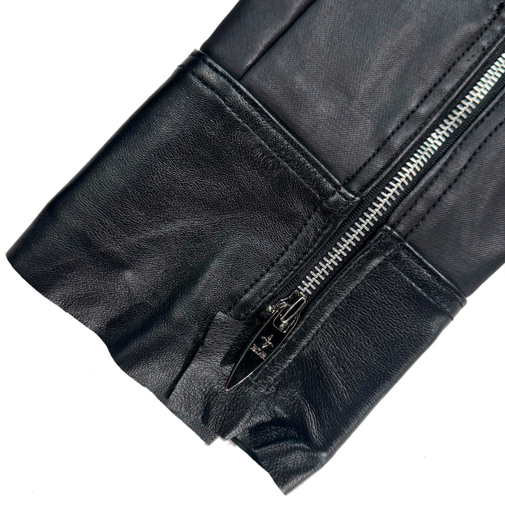 Lambskin Coated Denim Mixed Long Coat