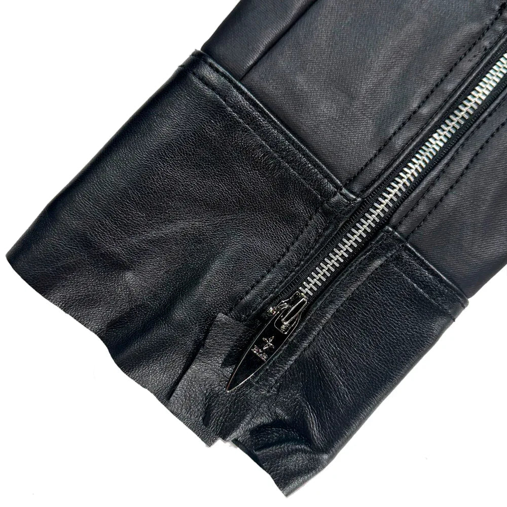 Lambskin Coated Denim Mixed Long Coat - BLR BLUER - VENTURER