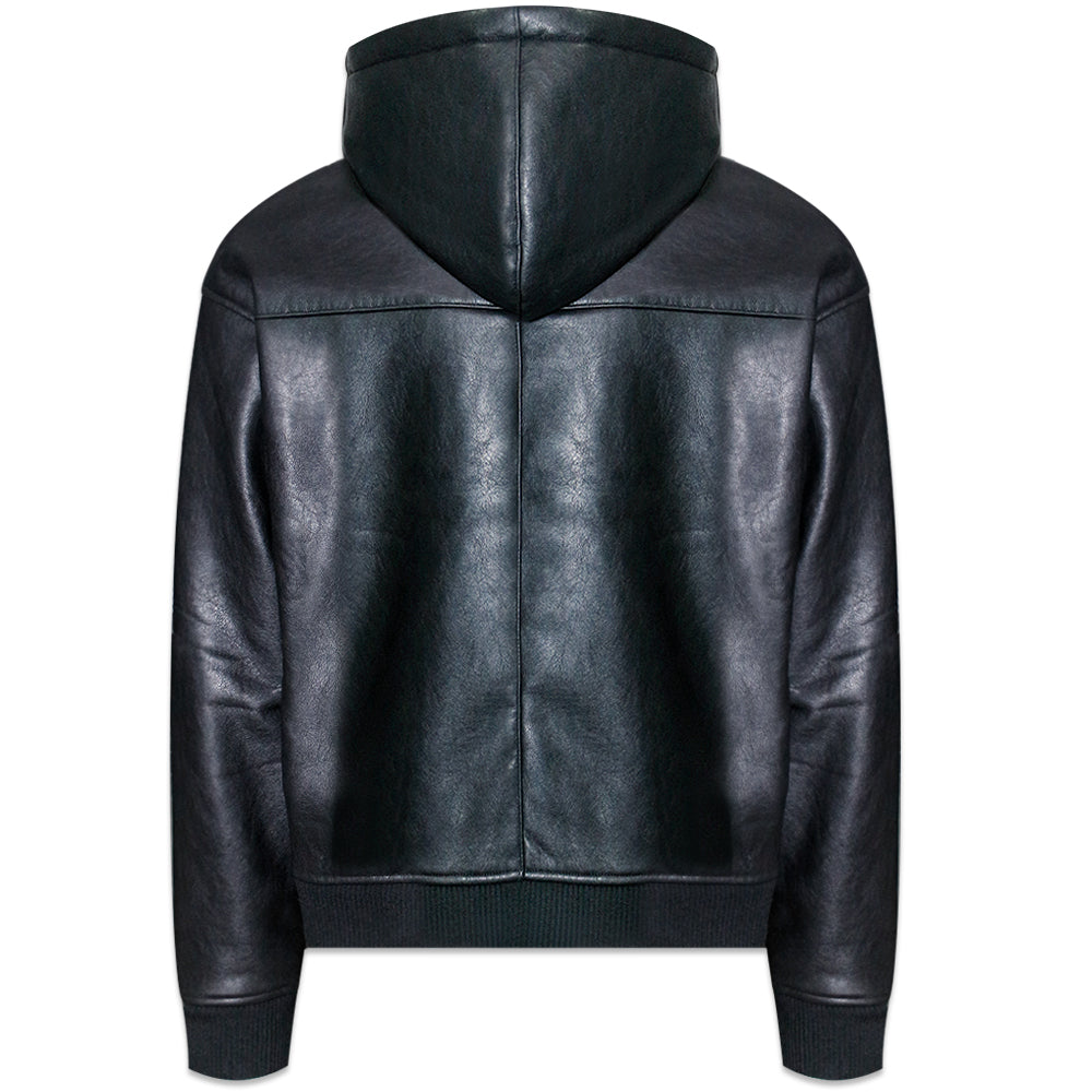 Faux Leather Boa Hoodie