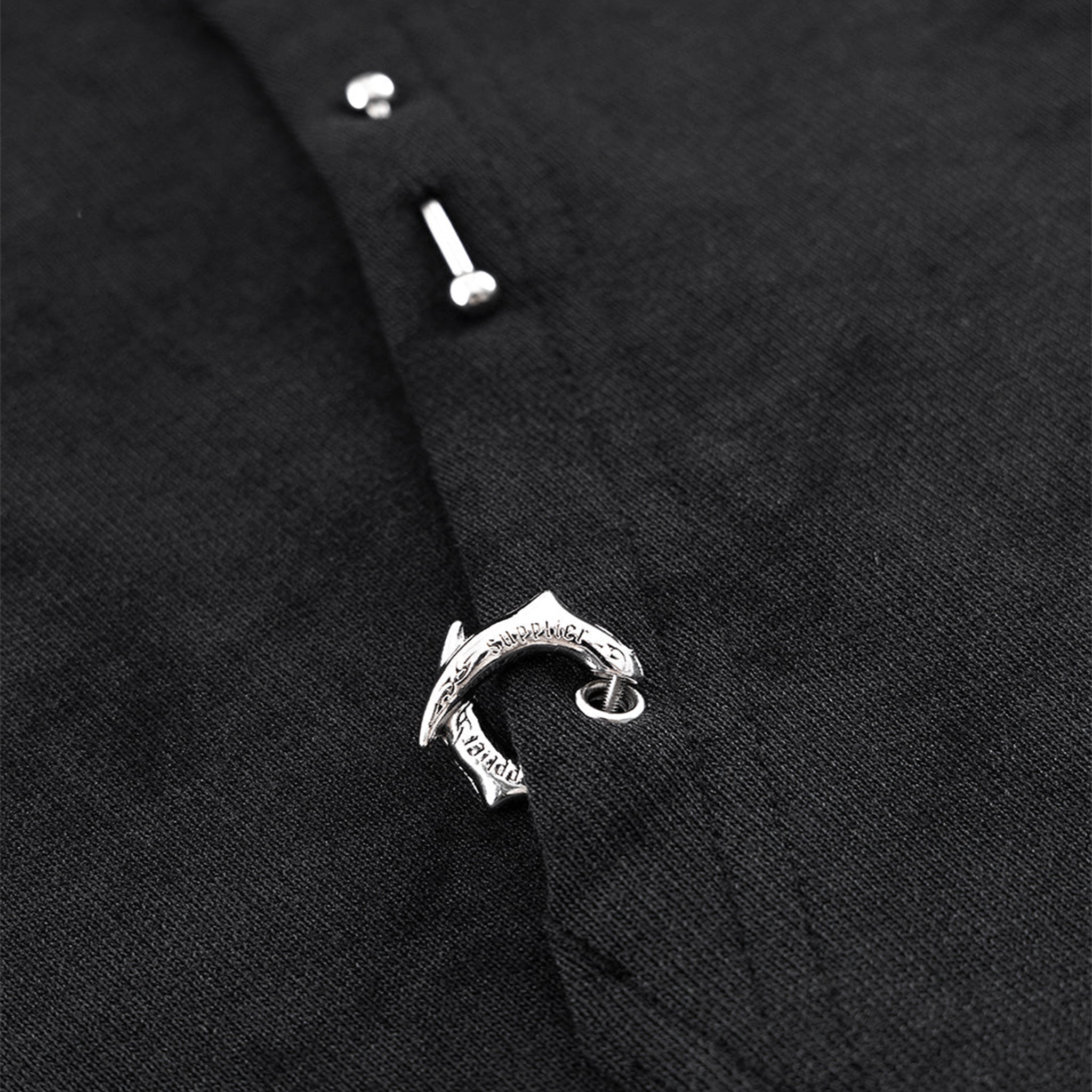 Dagger Cross Leather Patch Zip Hoodie