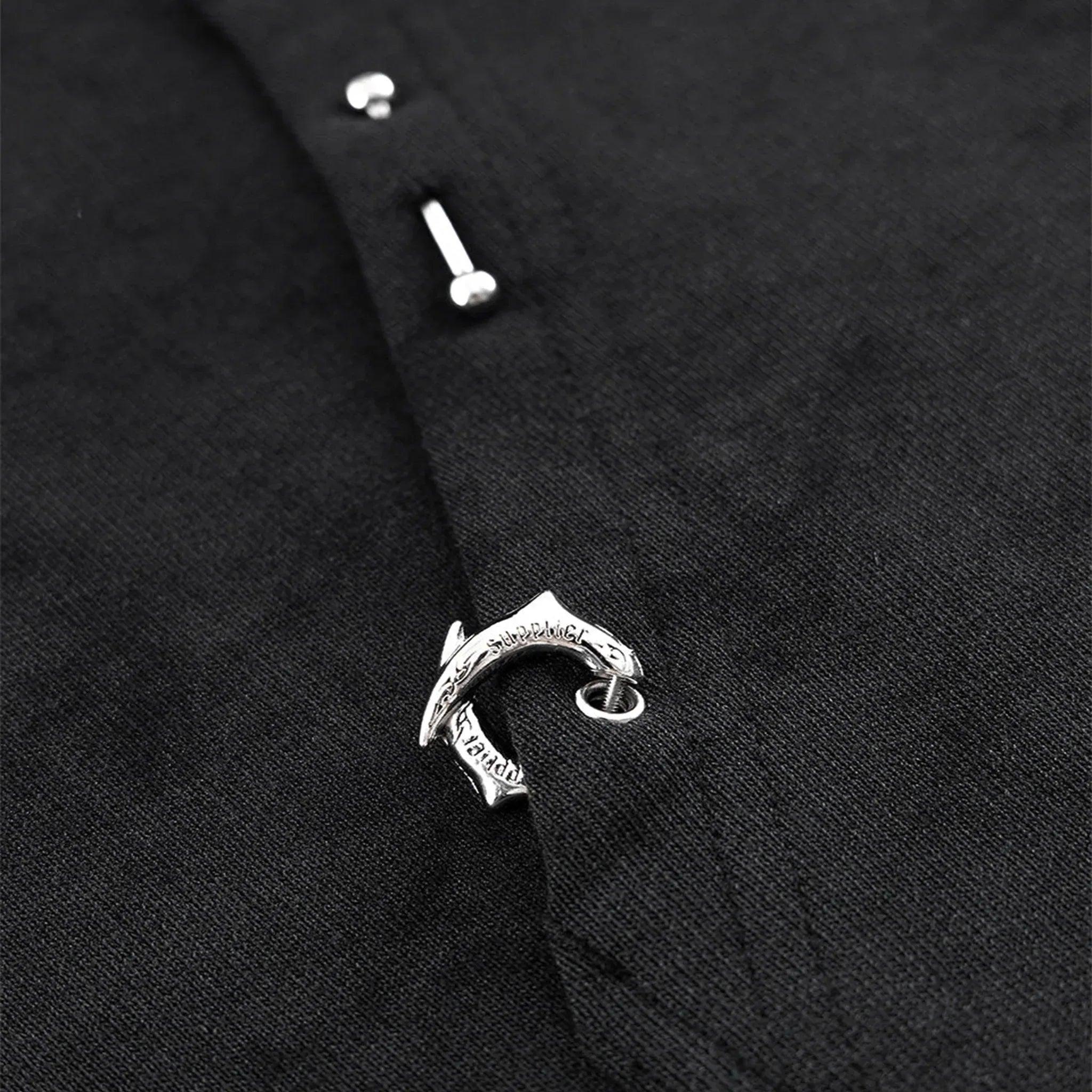 Dagger Cross Leather Patch Zip Hoodie - UNKNOWN LONDON - VENTURER