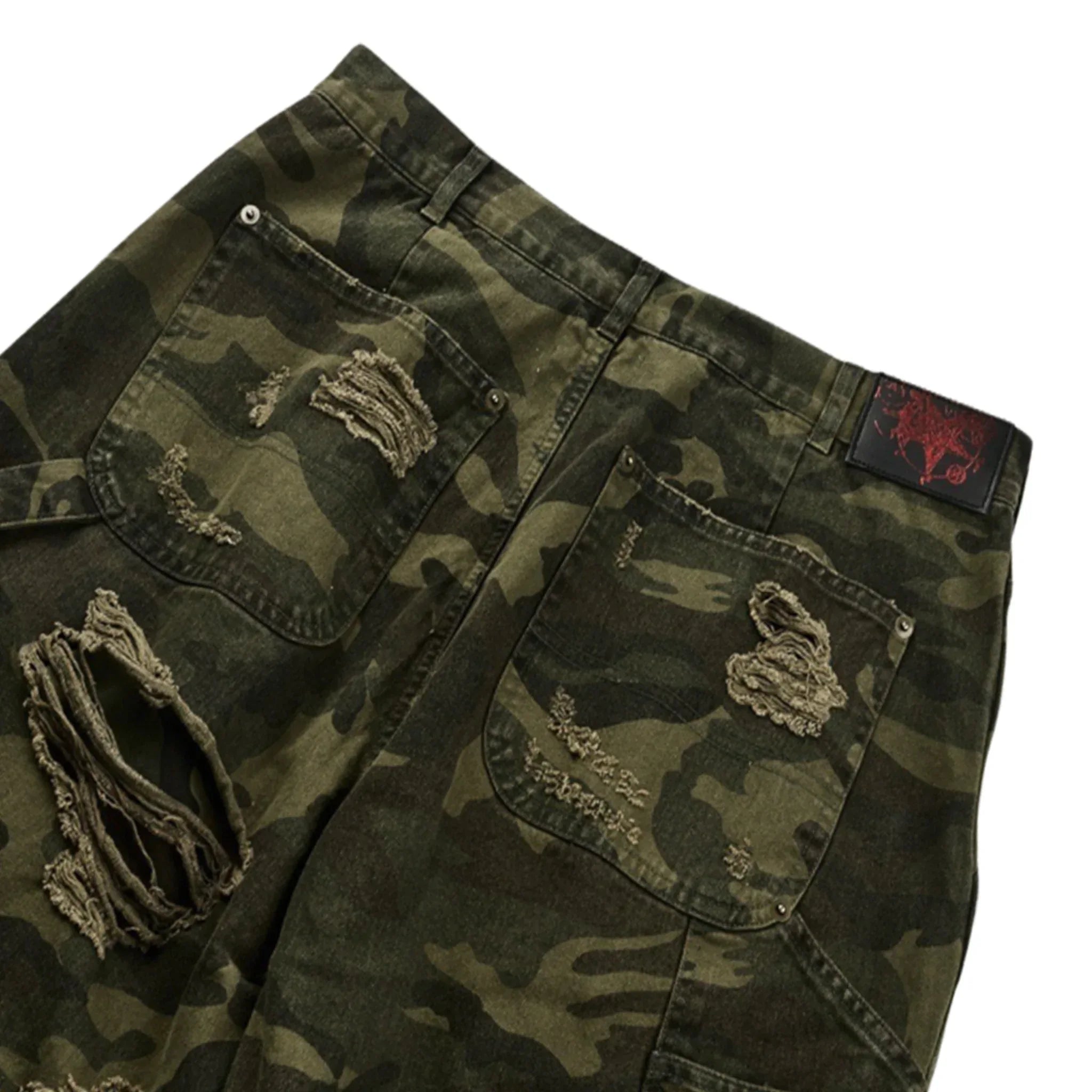 Double Layered Distressed Camo Pants - EMOstanceclub - VENTURER