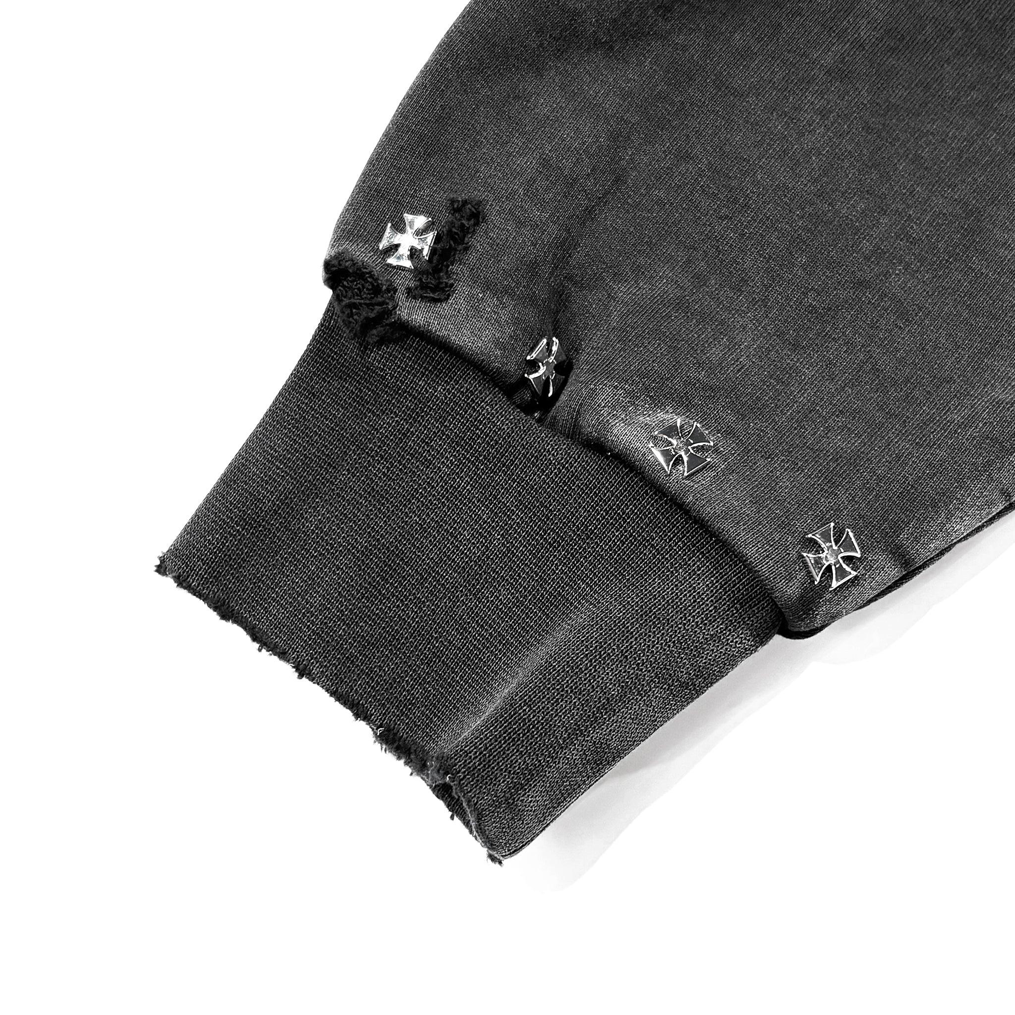Cross Studded Destroyer Zip Hoodie