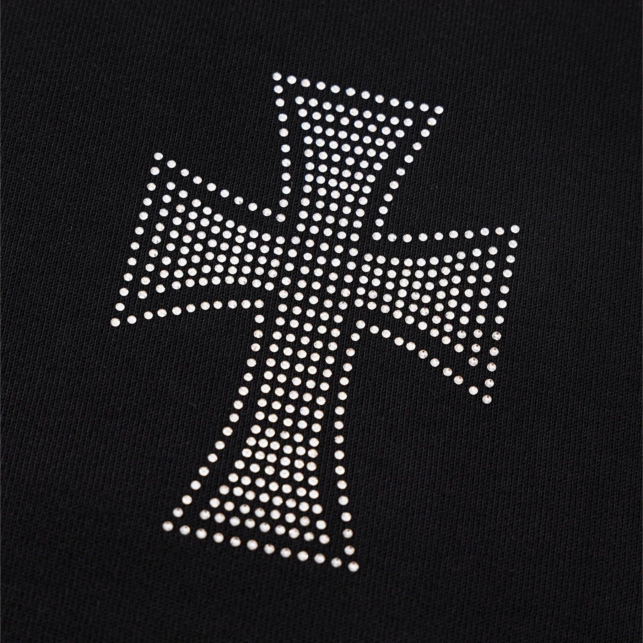 Cross Rhinestone Faux Fur Zip Hoodie - UNKNOWN LONDON - VENTURER
