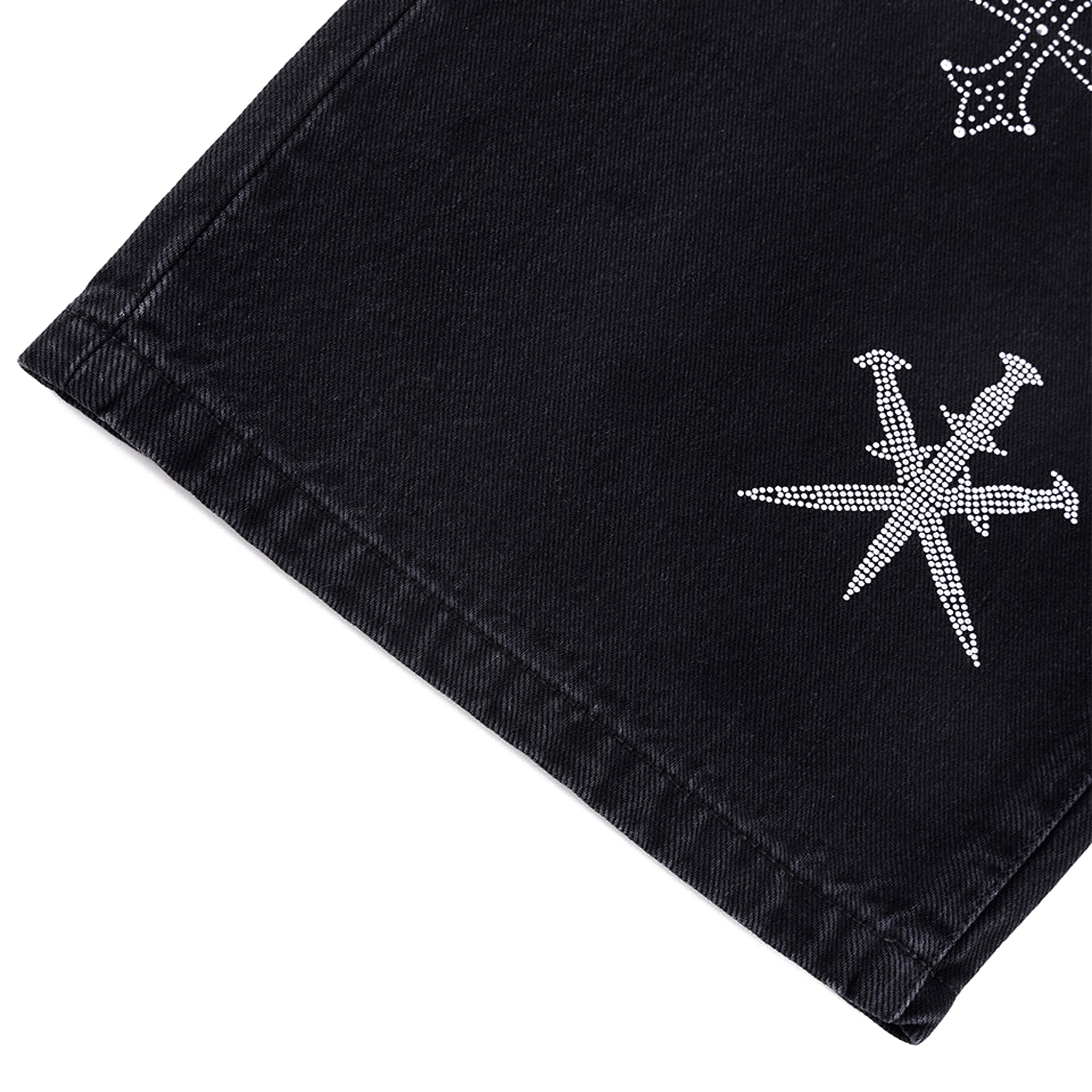 Dagger Cross Rhinestone Baggy Denim Pants