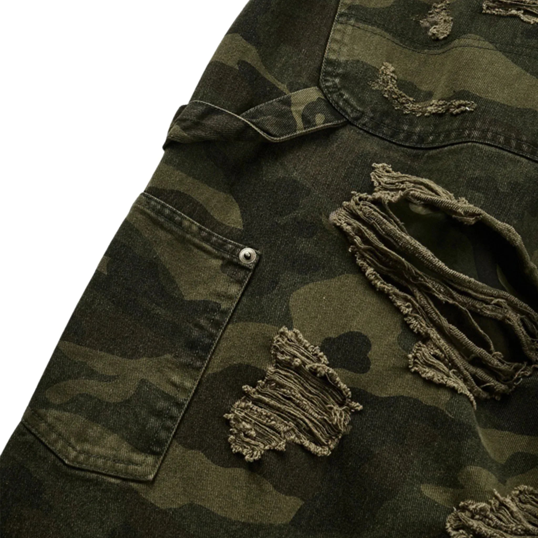 Double Layered Distressed Camo Pants - EMOstanceclub - VENTURER