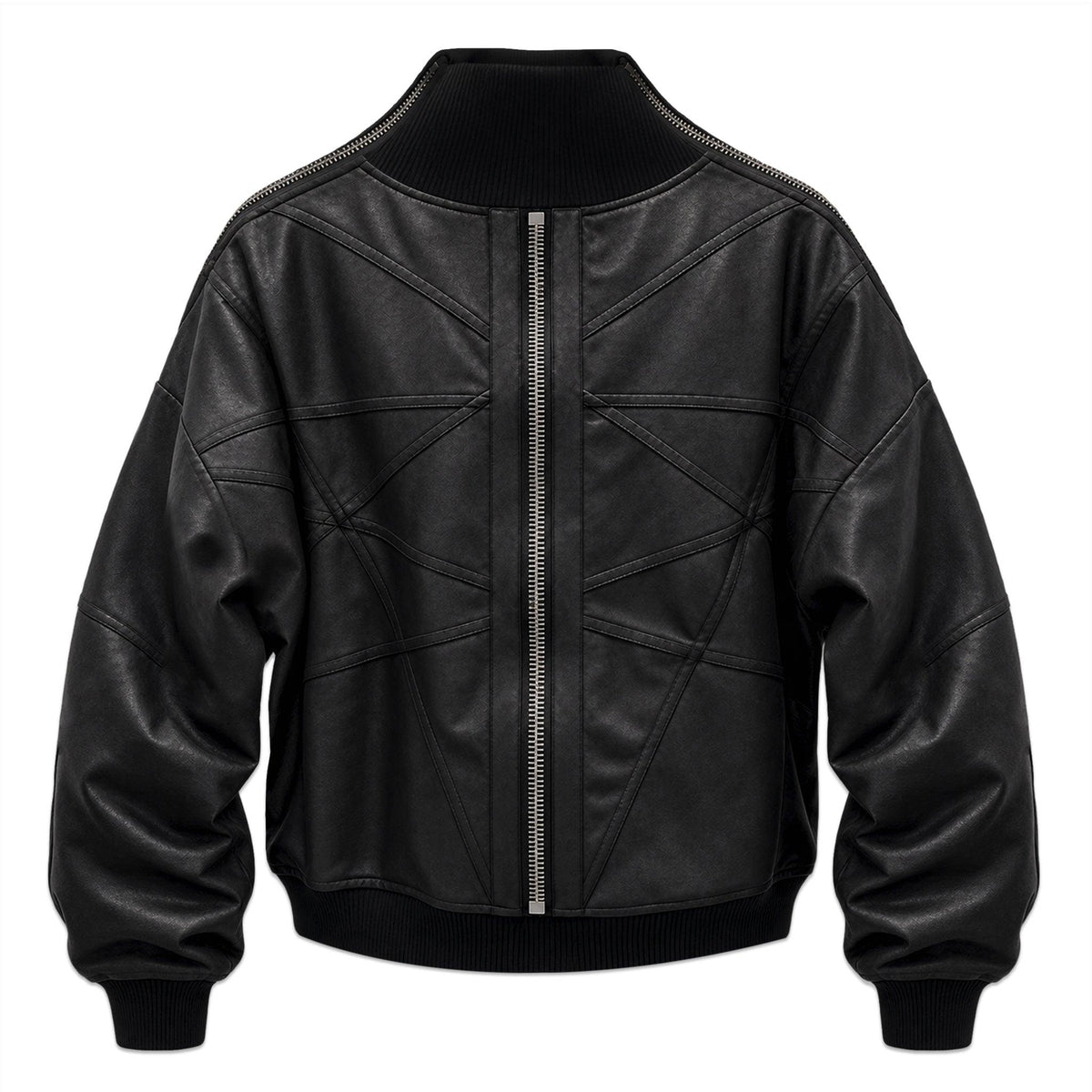 Rue Faux Leather Bomber Jacket with Side Zippers