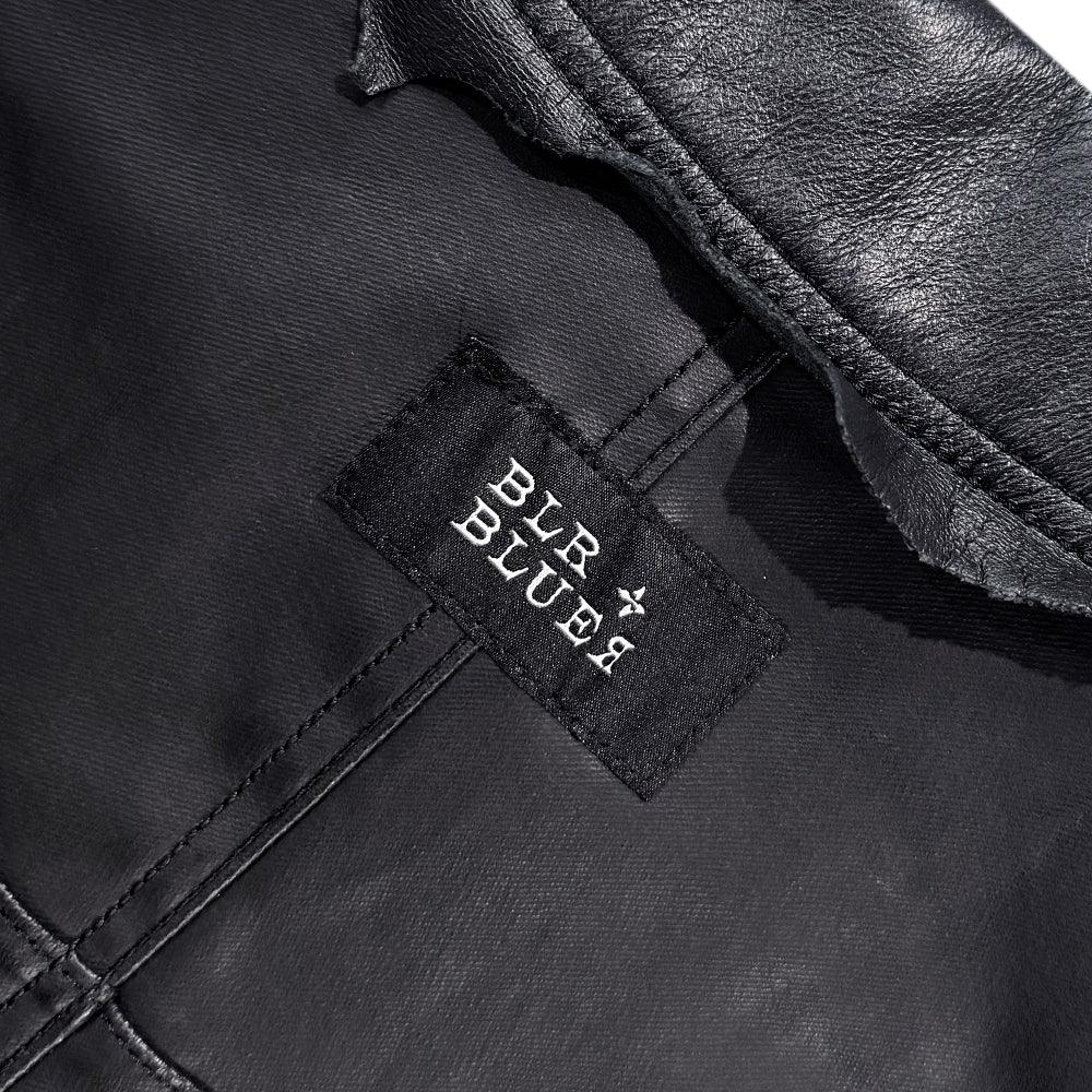 Lambskin Coated Denim Mixed Long Coat - BLR BLUER - VENTURER