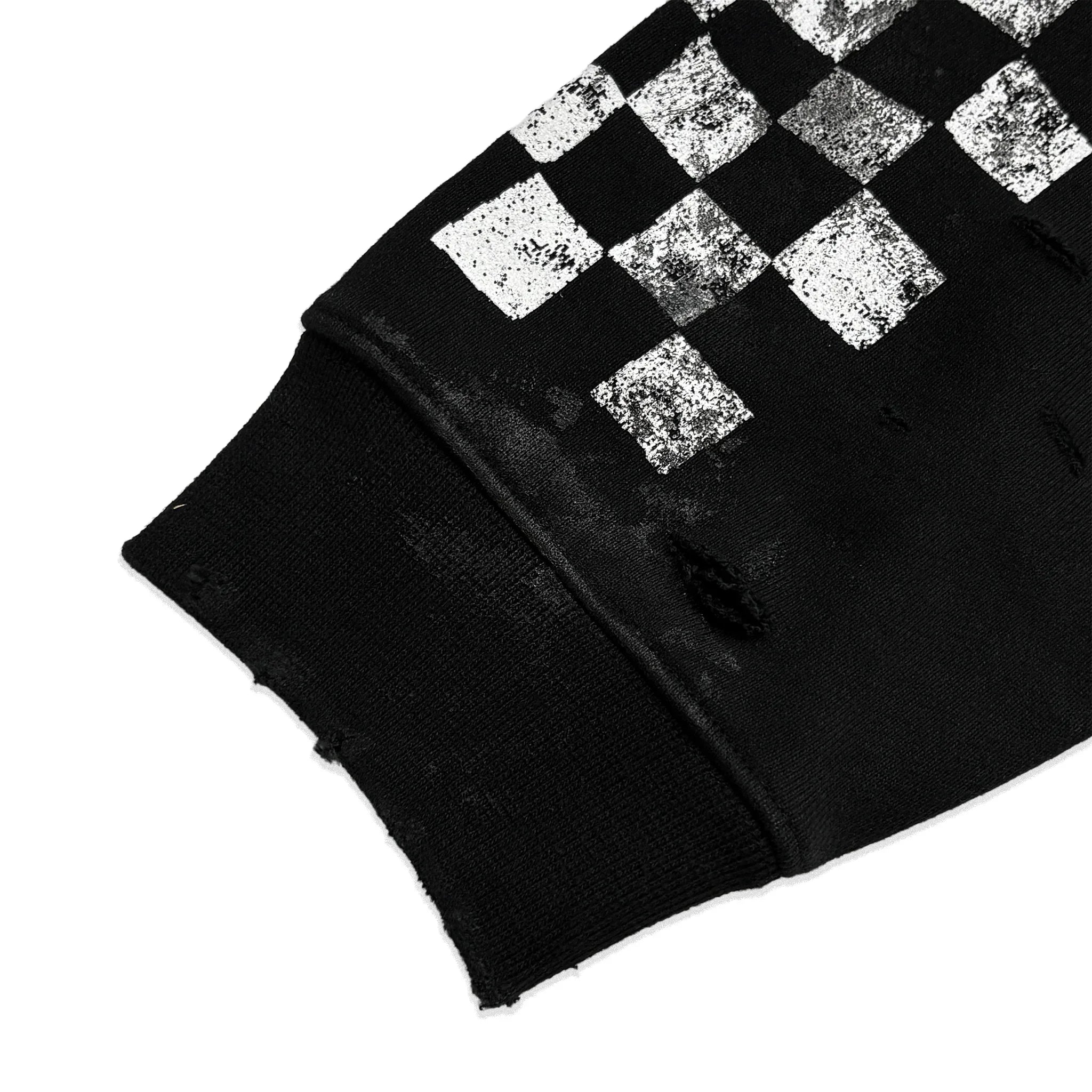 Distressed Coated Checkerboard Hoodie - EMOstanceclub - VENTURER