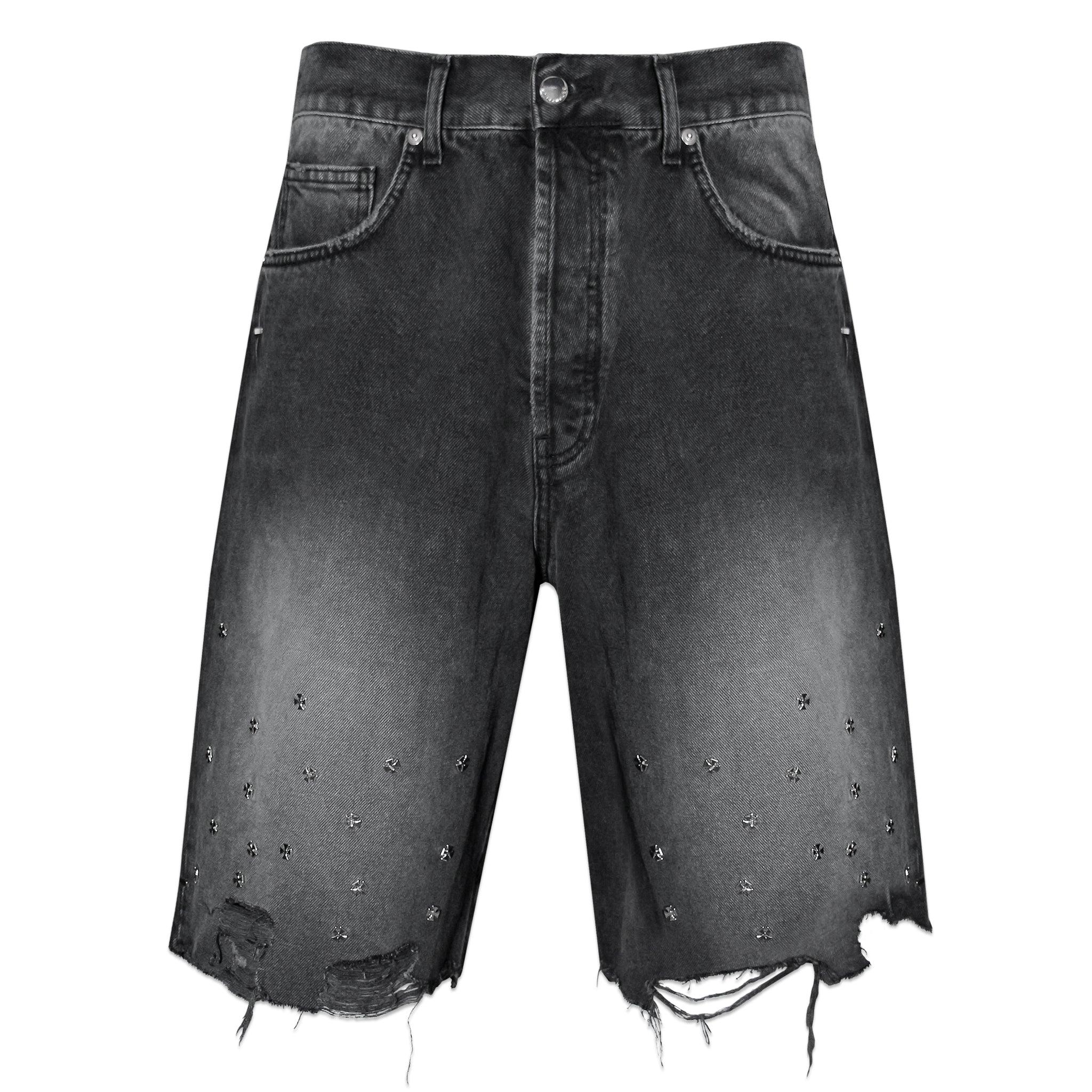 Cross Pin Baggy Jeans Shorts