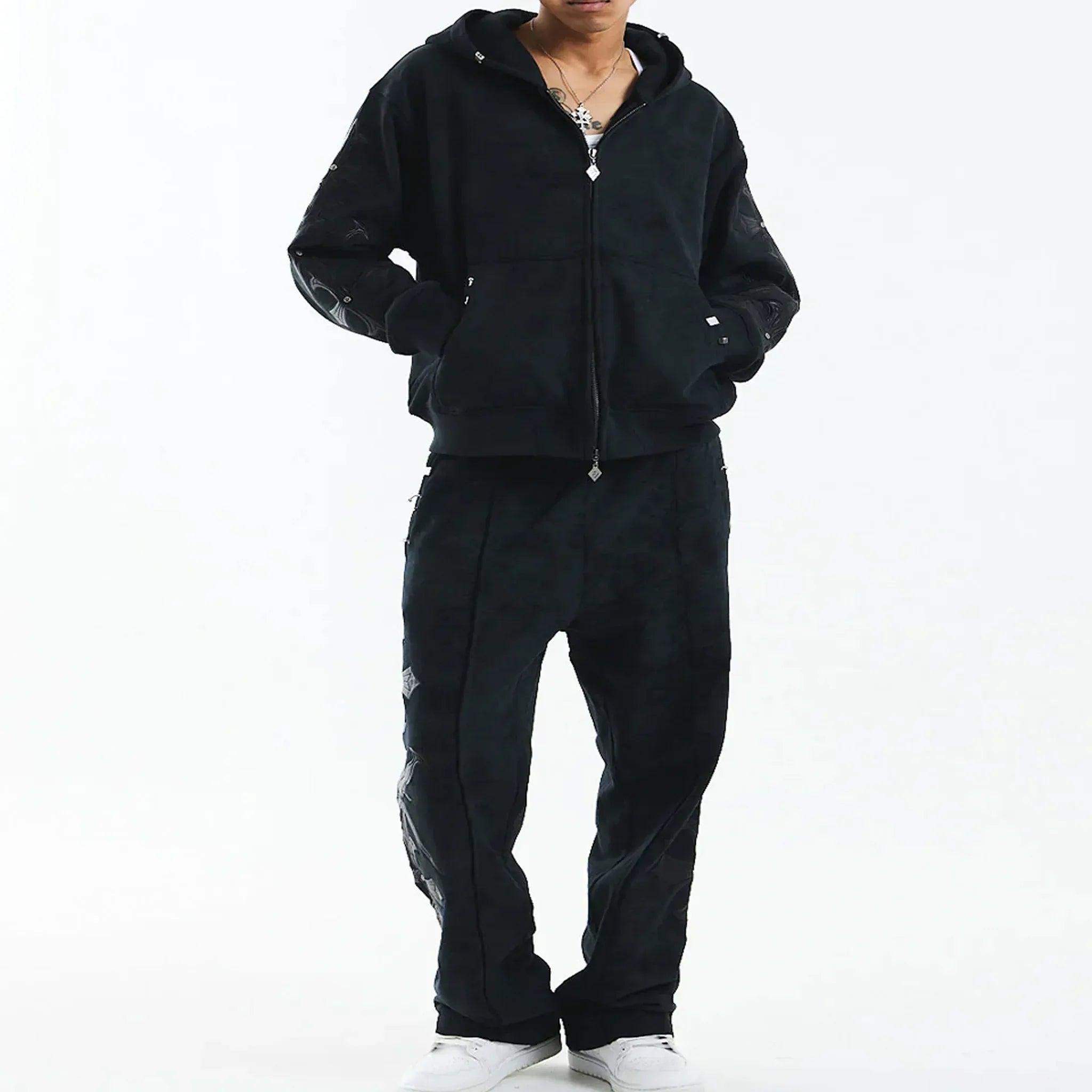 Dagger Cross Leather Patch Baggy Jogger Pants - UNKNOWN LONDON - VENTURER