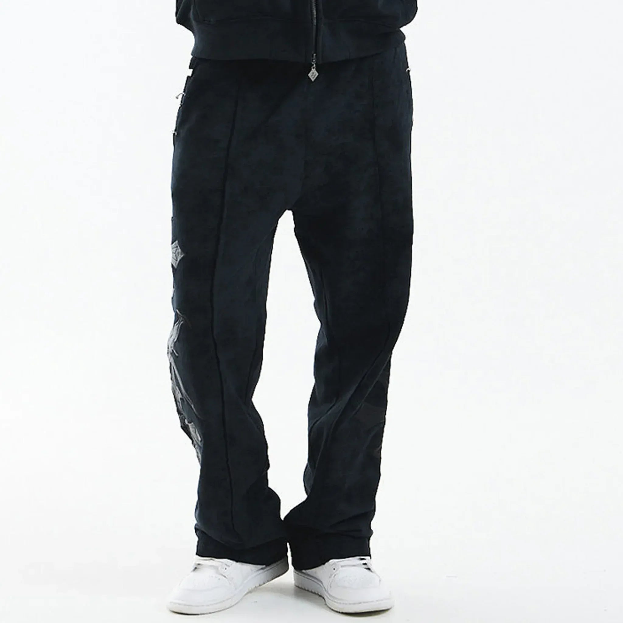 Dagger Cross Leather Patch Baggy Jogger Pants - UNKNOWN LONDON - VENTURER