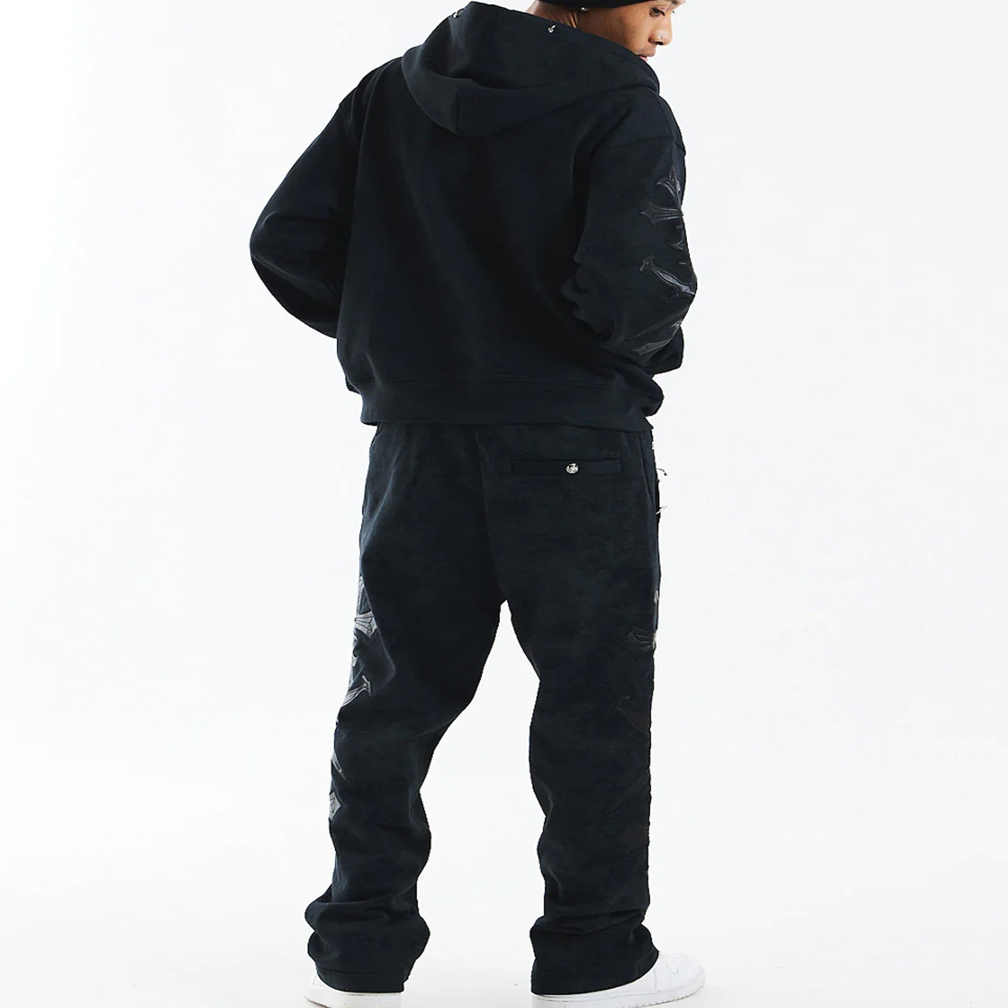 Dagger Cross Leather Patch Baggy Jogger Pants