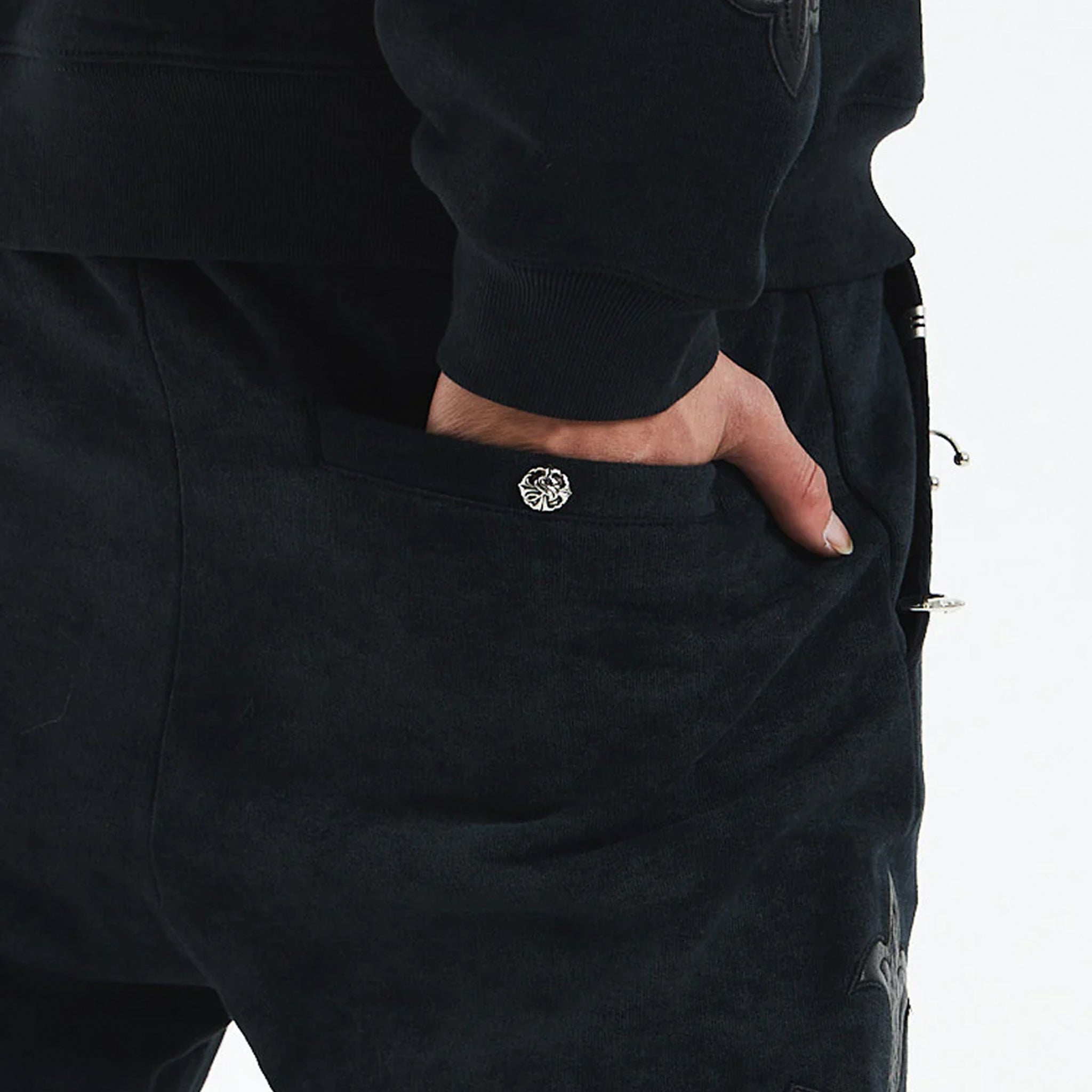 Dagger Cross Leather Patch Baggy Jogger Pants