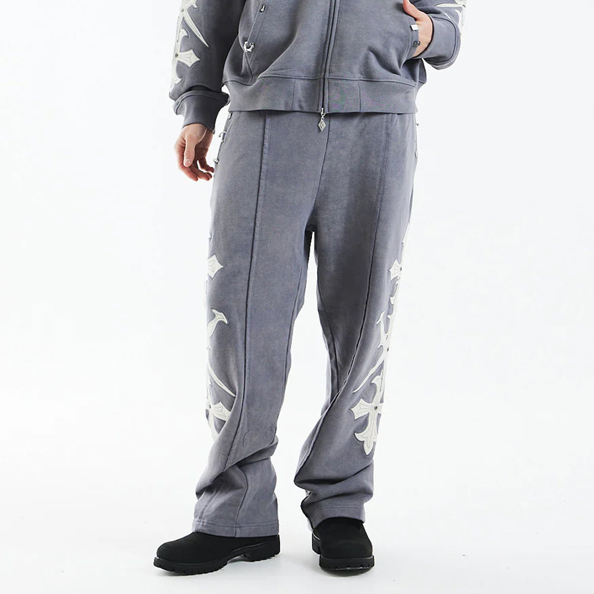 Dagger Cross Leather Patch Baggy Jogger Pants