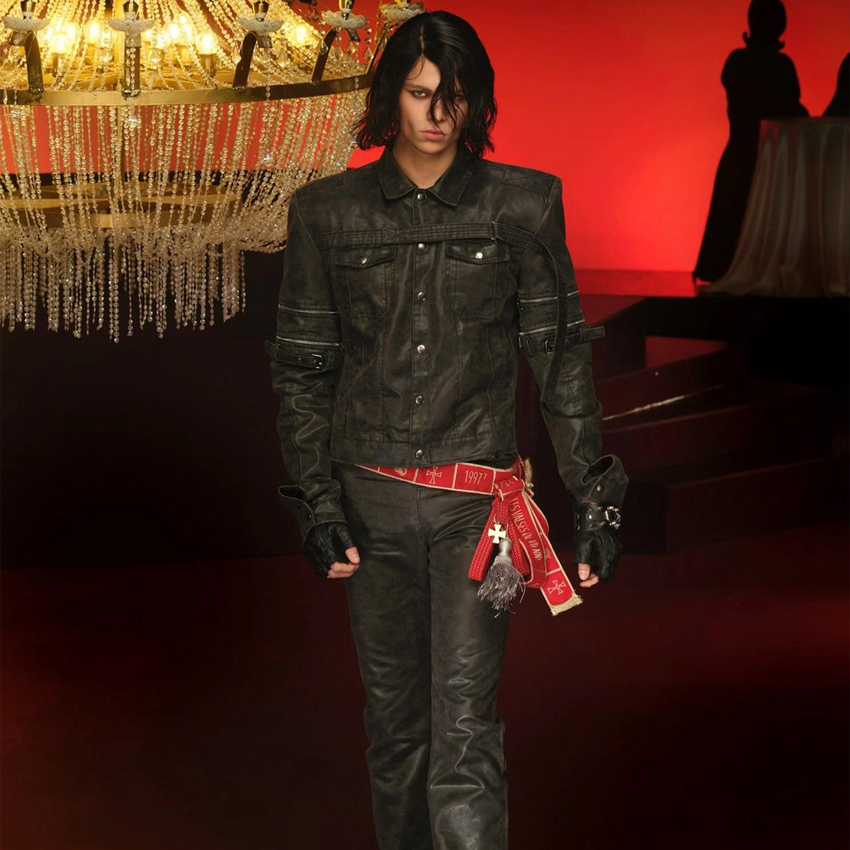 Military Leather Trucker Jacket